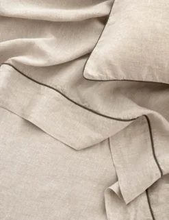 European Flax Piped Linen Flat Sheet By Cultiver 5 European Flax Piped Linen Flat Sheet By Cultiver -KOKOLA Furniture Shop CULTIVER Piped Linen Flat Sheet Natural Forest scaled