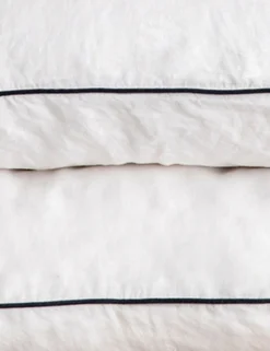 European Flax Piped Linen Pillowcases (set Of 2) By Cultiver -KOKOLA Furniture Shop CULTIVER Set of 2 Linen Pillowcases White Navy Swatch