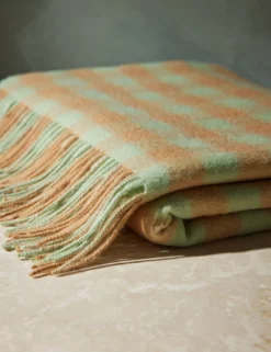 Lambswool Throw By Tartan Blanket Co -KOKOLA Furniture Shop LambswoolThrow PistachioGinghambyTartanBlanketCo 16177 Swatch SITECROP scaled