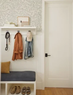 Dainty Leaves Wallpaper By Rylee + Cru -KOKOLA Furniture Shop RMK12199R MudRoomVignette2 DaintyLeaves SITECROP scaled