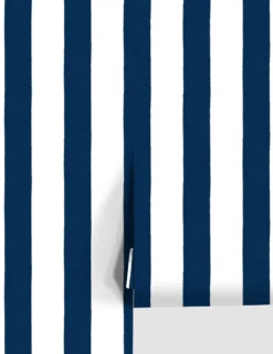 Grosgrain Stripe Peel + Stick Wallpaper By Sarah Jessica Parker -KOKOLA Furniture Shop SJP Grosgrain Stripe on White Navy scaled