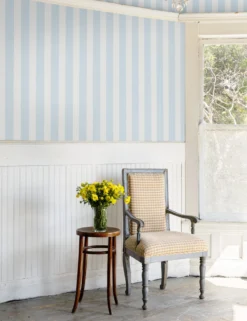 Grosgrain Stripe Peel + Stick Wallpaper By Sarah Jessica Parker -KOKOLA Furniture Shop SJPxWS Grosgrain Stripe Morning Dew Cream RS scaled