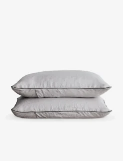 European Flax Piped Linen Pillowcases (set Of 2) By Cultiver -KOKOLA Furniture Shop Smoke Grey Pillowcases SITECROP scaled