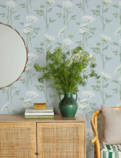 The Queens Lace Wallpaper By Sarah Jessica Parker -KOKOLA Furniture Shop The Queens Lace by SJP MistyBlue RS scaled