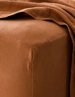 European Flax Linen Fitted Sheet By Cultiver -KOKOLA Furniture Shop cultiver linen bedding cedar fitted sheet scaled
