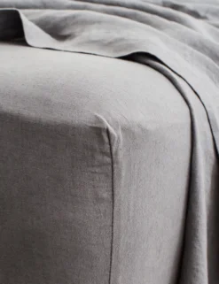 European Flax Linen Fitted Sheet By Cultiver -KOKOLA Furniture Shop cultiver linen bedding charcoal grey fitted sheet 1 1 scaled