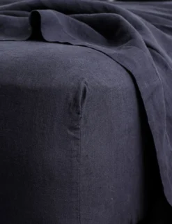 European Flax Linen Fitted Sheet By Cultiver -KOKOLA Furniture Shop cultiver linen bedding navy fitted sheet 1 scaled