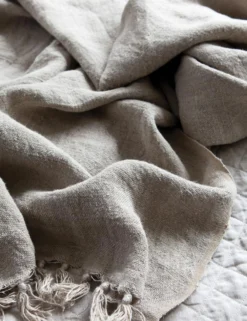 Montauk Linen Blanket By Pom Pom At Home -KOKOLA Furniture Shop montauknaturalthrowdetail scaled