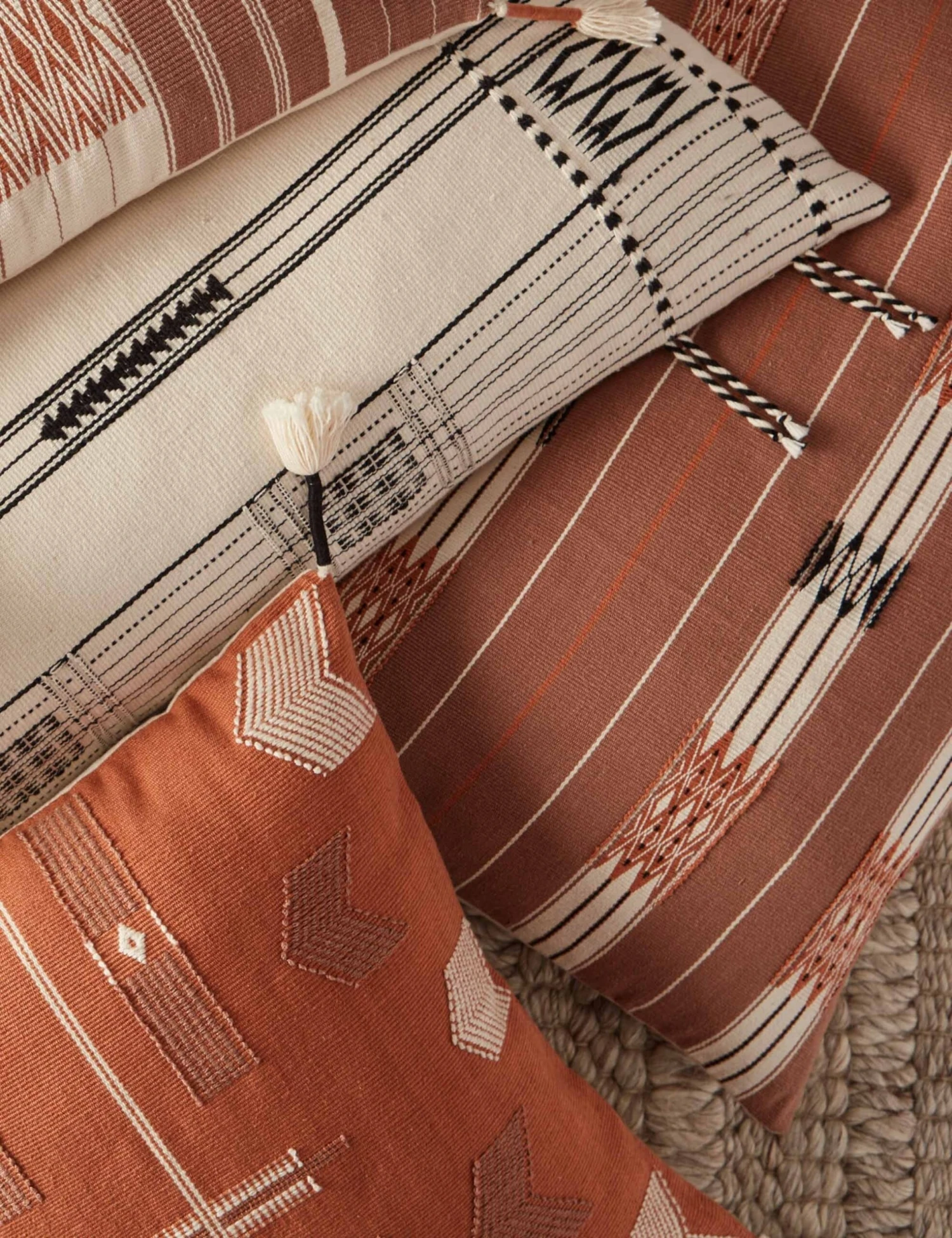 Malva Lumbar Pillow, Brick - Image 4