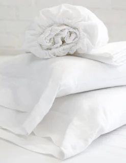 Linen Sheet Set By Pom Pom At Home -KOKOLA Furniture Shop whitelinensheetset scaled